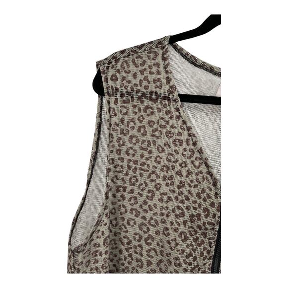 CHECKS vest Leopard print mesh zip up vest olive size Large L - Picture 3 of 7